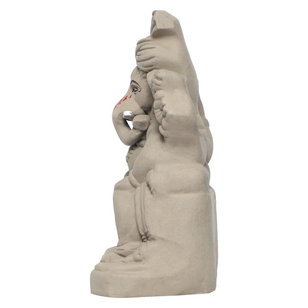 KSI ECO-Friendly Handcrafted Ganesh Clay Idol Mitti ka Ganesh Water Soluble Ganesha for Ganpati Visarjan Statue for Ganesh Chaturthi