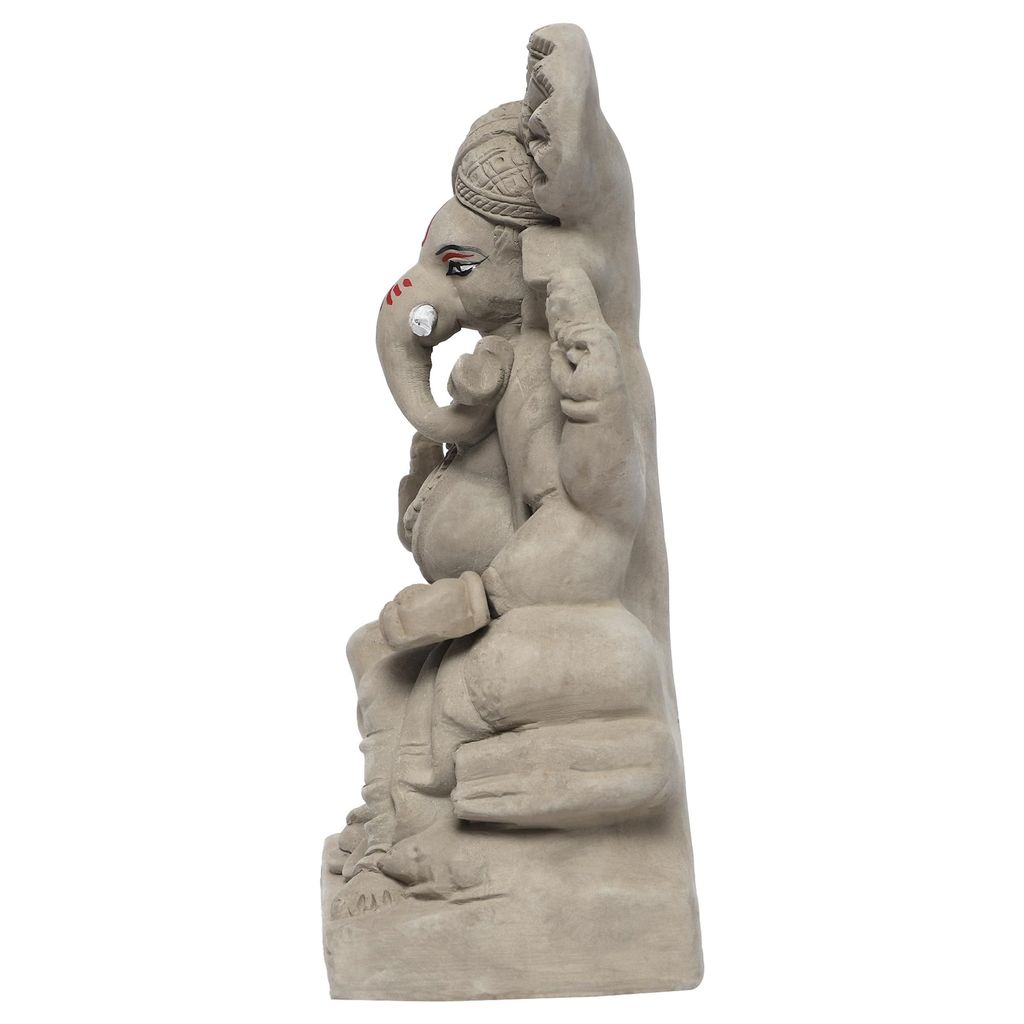 KSI ECO-Friendly Handcrafted Ganesh Clay Idol Mitti ka Ganesh Water Soluble Ganesha for Ganpati Visarjan Statue for Ganesh Chaturthi