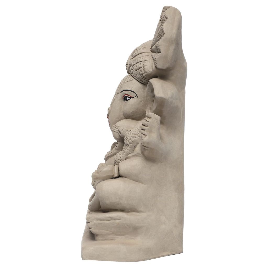KSI ECO-Friendly Handcrafted Ganesh Clay Idol Mitti ka Ganesh Water Soluble Ganesha for Ganpati Visarjan Statue for Ganesh Chaturthi