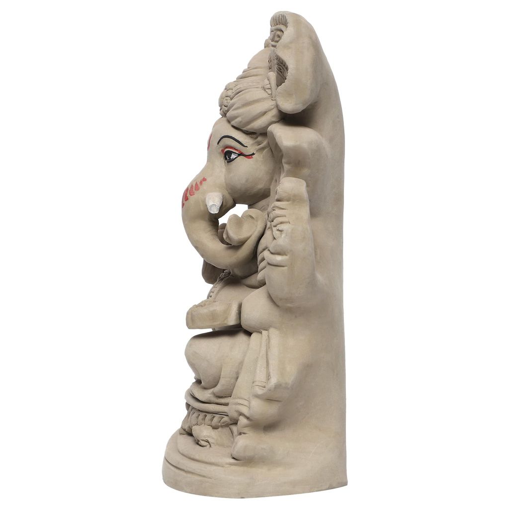 KSI ECO-Friendly Handcrafted Ganesh Clay Idol Mitti ka Ganesh Water Soluble Ganesha for Ganpati Visarjan Statue for Ganesh Chaturthi