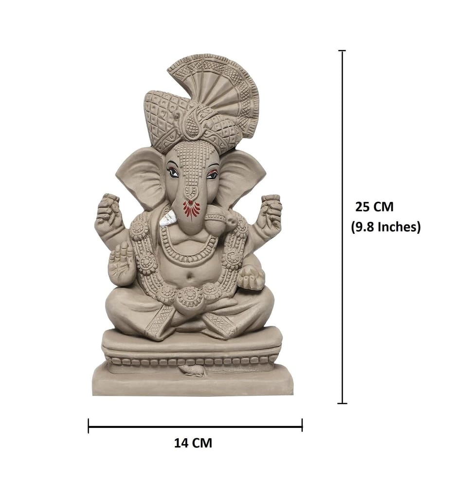 KSI ECO-Friendly Handcrafted Ganesh Clay Idol Mitti ka Ganesh Water Soluble Ganesha for Ganpati Visarjan Statue for Ganesh Chaturthi