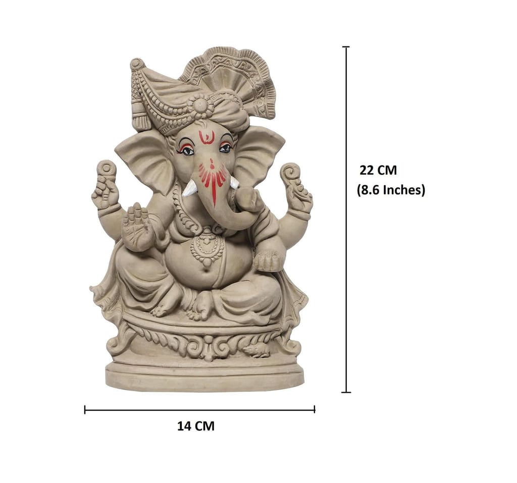 KSI ECO-Friendly Handcrafted Ganesh Clay Idol Mitti ka Ganesh Water Soluble Ganesha for Ganpati Visarjan Statue for Ganesh Chaturthi