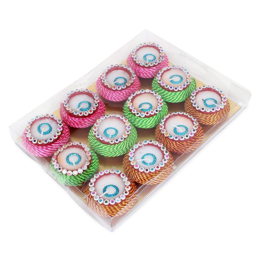KSI Eco Friendly Multicolor Wax Diyas for Diwali or Navratri (Durga) Puja