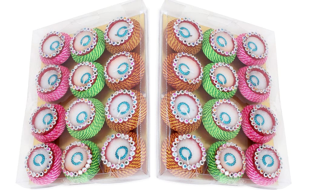 KSI Eco Friendly Multicolor Wax Diyas for Diwali or Navratri (Durga) Puja