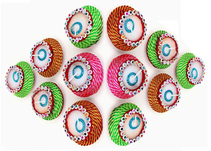 KSI Eco Friendly Multicolor Wax Diyas for Diwali or Navratri (Durga) Puja