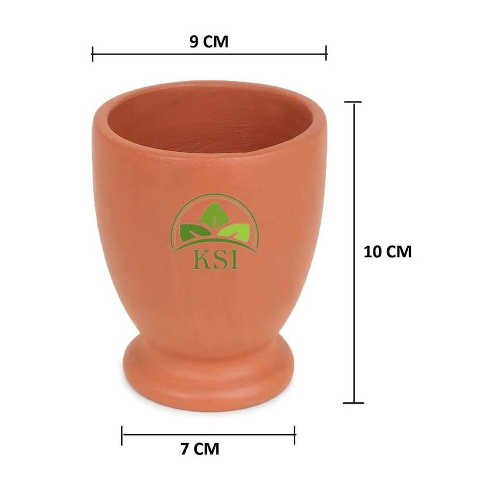 KSI Handcrafted Clay Water Glass Handmade Earthen Clay Drinking Glass (Glass Set of 2)