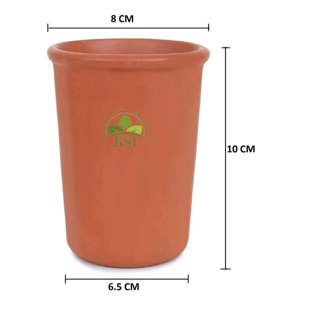 KSI Handmade Mitti Ke Glass Terracotta Clay Earthen Glasses for Drinking Water Juice Lassi Chai 225 ml Pack of 6