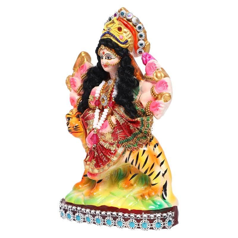 KSI ECO-Friendly Goddess Nav Durga Devi Sherawali MATA Murti Statue for Puja Showpiece Car Dashboard Gift Item