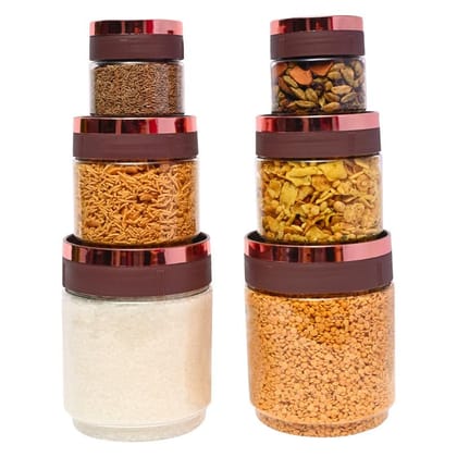 KSI Stackable Containers for Kitchen Stackable Jars for Kitchen Stackable Storage Box for Kitchen Spice Jar Airtight Plastic Containers For Kitchen Pack of 6 (2 Pieces of 300 ml, 2 Pieces of 750 ml, 2 Pieces of 1500 ml)