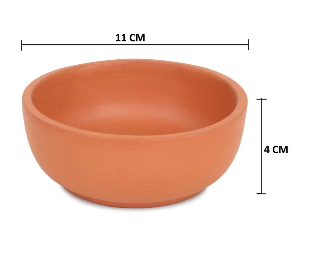 KSI Clay Terracotta Dinner Set Clay Thali Set with Plate Glass Bowl Including Pickle Bowl and Spoon Clay Dining Set (Brown) Set of 2