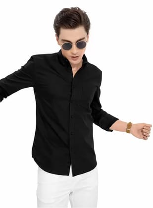 Trendy Ravishing Pure Cotton Plane Men Shirts (Black)