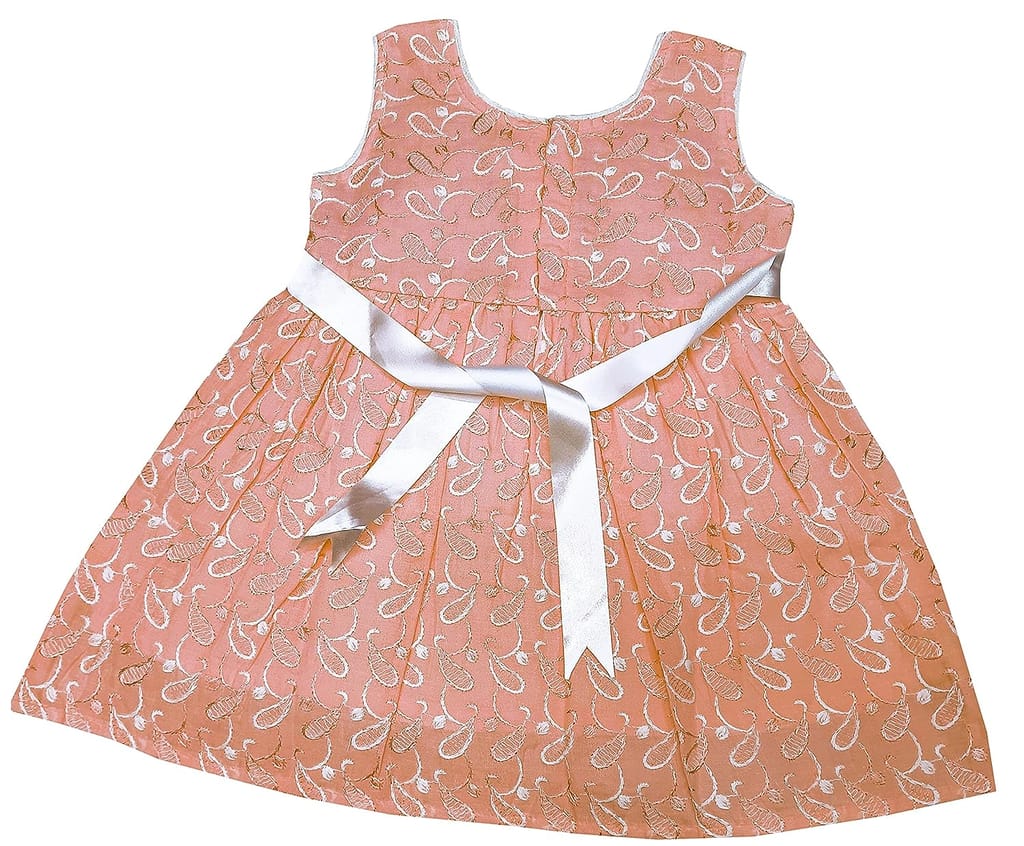 Empire Knee Length Cotton Blend Chikankari Dress