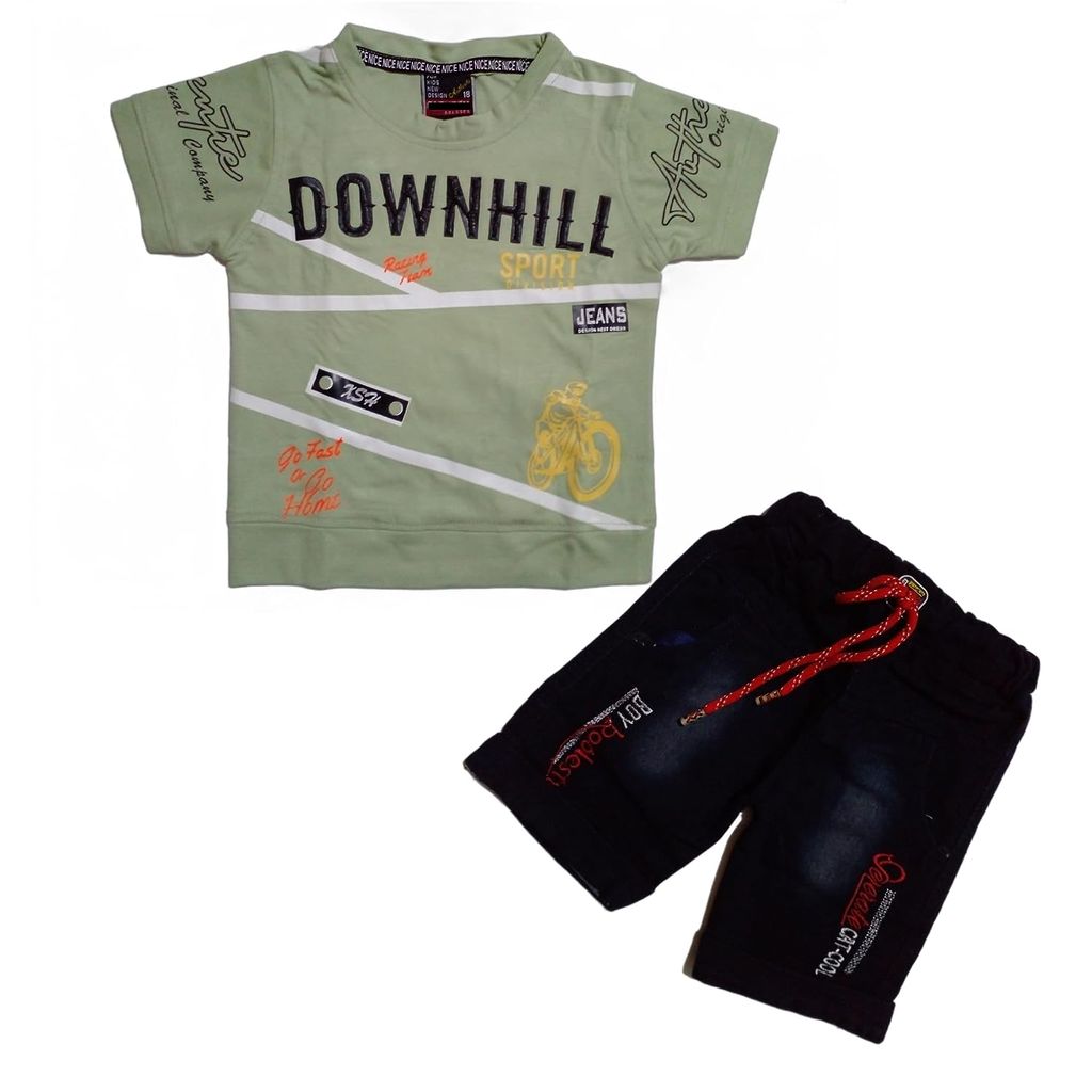 Baby Boy Dress Cotton Half Sleeve Round Neck T-Shirt & Short Jeans