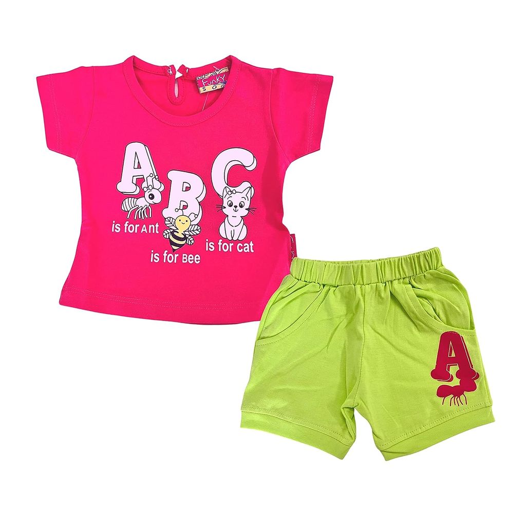 KID'S CARE By Welfit Girls/Baby Girls/toddlers Stylish Cute Printed Cotton Top and Short