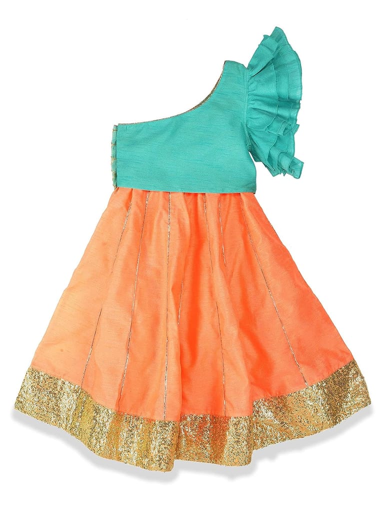 Printed Lehenga Choli for Girls kids - Blue and Peach