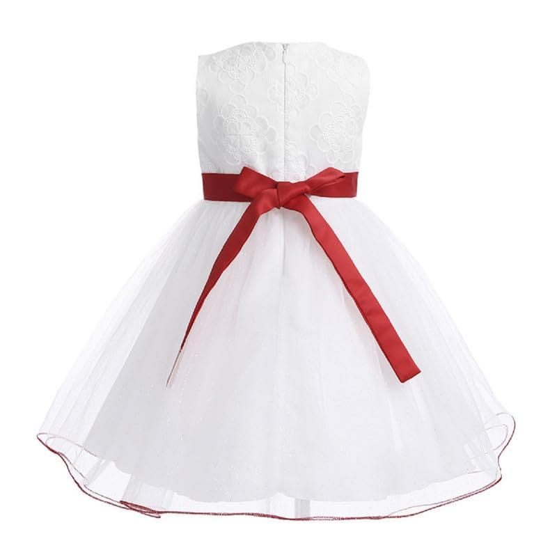 Wish littlle Baby Girl's White Flower Net A-Line Fit and Flare Knee Length Dress