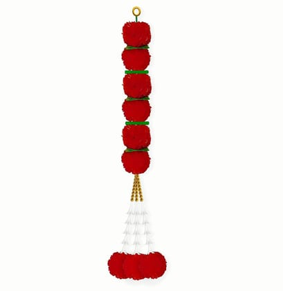 Marigold Garland Artificial Rajnigandha Flower in The Bottom Used for Festival Decoration, Colour Red Pack of 5