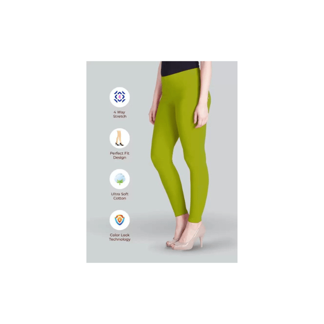 Ankle Length Ethnic Wear Legging (Green, Solid)