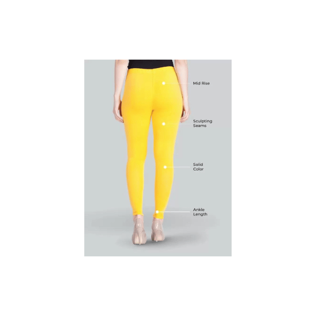 Ankle Length Ethnic Wear Legging (Yellow, Solid)