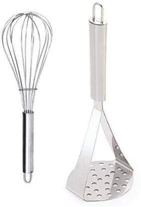 Combo of Stainless Steel Masher with Stainless Steel Egg Whisker