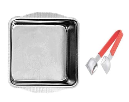 Vessel Crew Combo 2 Pieces Set of Aluminium Square Shape Cake Mould with Stainless Steel Ice Tong