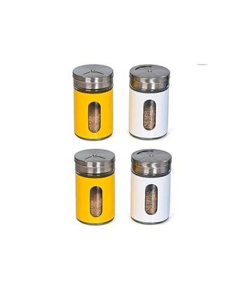 Pepper Spice Sprinkler Spice Shaker Glass Container for Kitchen Dining Table (Multicolored) (Pack of 4)