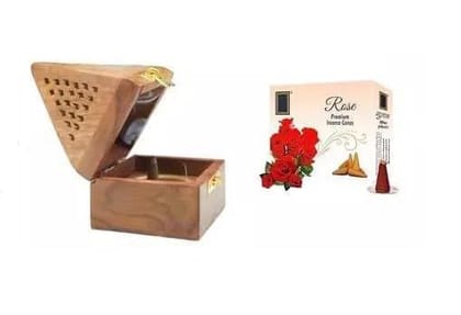 Vessel Crew Incense Wooden Pyramid Fragrance Stand Holder Agarbatti Dhoop and Incense Cones Dhoop for Pooja I Dry Dhoop Cones Rose Fragrance