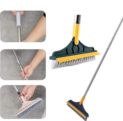 Vessel Crew 2 in 1 Bathroom Cleaning Brush Wiper Tiles Cleaning Bathroom Brush Floor Scrub Brush with Long Handle 120� Rotate Home Kitchen Bathroom Cleaning Brush
