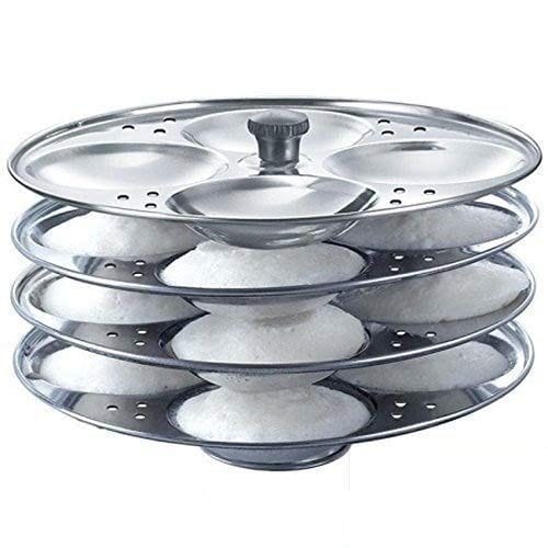 Any Kitchen Stainless Steel 4 Plates Idli Stand (Silver)