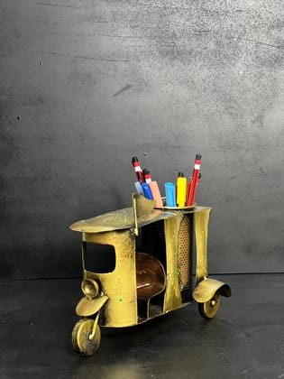 ANTIQUE TAXI PEN HOLDER GOLDEN POLISH DECORATIVE ITEM AND SHOWPIECES  HOME DECOR / RESTAURANT DECOR/ OFFICE DECOR/ TABLE DECOR/DRAWING ROOM DECOR / GIFT ITEM