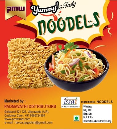 Pmw - Noodles - Wheat Noodles - Plain Noodles - Chowmein Gluten Free - Vegetarian Noodles - 1 Kg