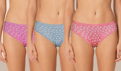 Be PerfectPremium Cotton Solid Printed Inner Wear Daily Use Panty/Brief for Girls & Womens (Pack of 3) Multicolor