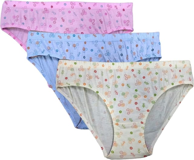 Be PerfectDaily Use Inner Wear Solid Floral Printed Mid Rise Cotton Panties/ Panty Brief for Women & Girls Multicolor (Pack of 3)