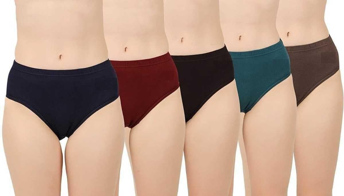 Be PerfectDaily Use Inner Wear Solid Coverage Super Combed Cotton Plain Panties/Panty Brief for Women & Girls (Pack of 5) Multicolor