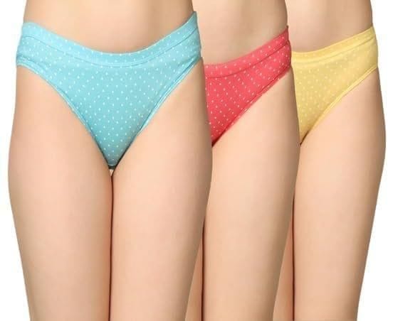 Be PerfectInner Wear Solid Printed Mid Rise Pure Cotton Panties/Panty Brief for Women & Girls (Pack of 3) Multicolor