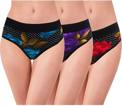 Be PerfectDaily Use Fashionable Multicolor Inner Wear Printed Cotton Panties/Panty Brief for Women & Girls (Pack of 3)