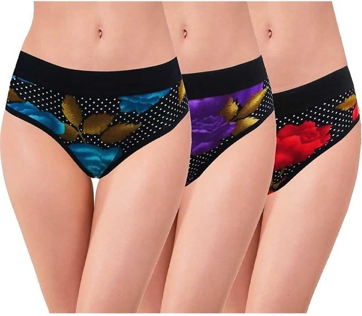 Be PerfectDaily Use Fashionable Multicolor Inner Wear Printed Cotton Panties/Panty Brief for Women & Girls (Pack of 3)