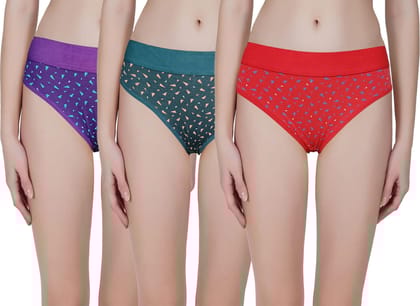 Be PerfectComfort Inner Wear Printed Cotton Panties/Panty Brief for Women & Girls (Pack of 3)