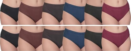Be PerfectComfortable Inner Wear Mid Rise Solid Cotton Panties/Panty Brief for Women & Girls (Pack of 12)