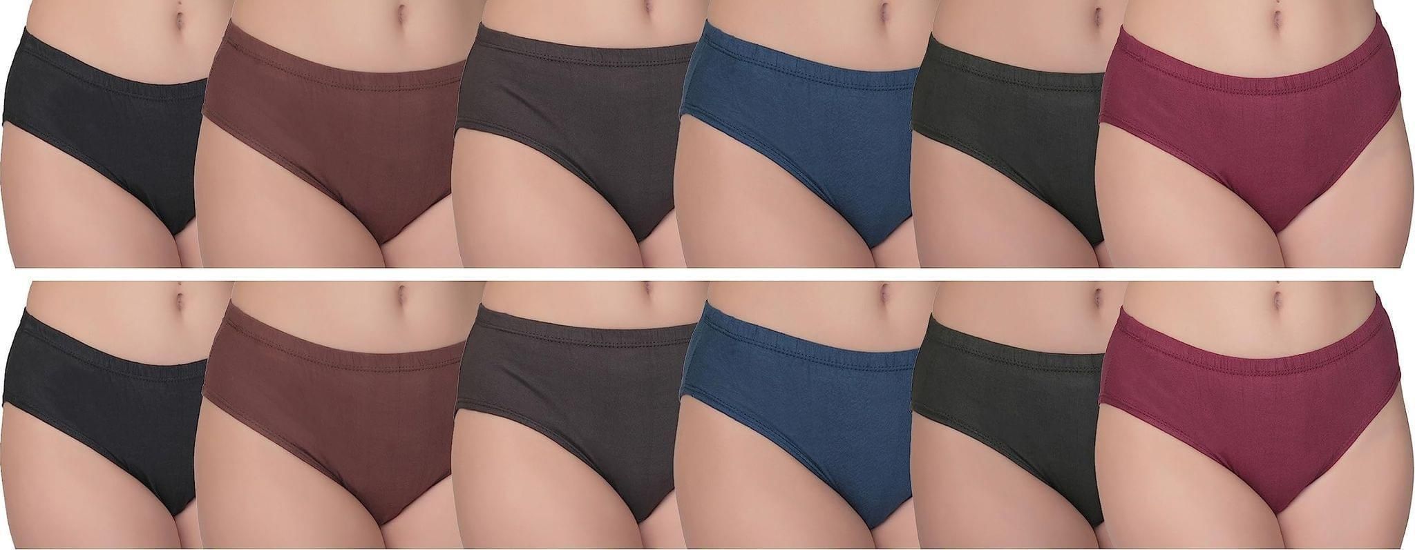 Be PerfectComfortable Inner Wear Mid Rise Solid Cotton Panties/Panty Brief for Women & Girls (Pack of 12)