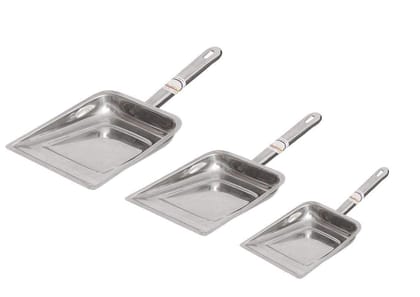 KAVISON Stainless Steel dust pan, Unbreakble Dustpan, Dust Collector Pan for Home and Kitchen Silver (Set of 3) Visit The NURAT Store