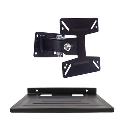 PROSAC Combo Universal Rotating TV Wall Mount Stand for 14 to 25 inch LED QLED Monitor Smart Fixed TV Mount with Set Top Box Self(215MM X 280MM)