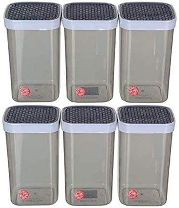 KAVISON Plastic Fusion Containers 1500ml, Set of 6, Grey, Standard