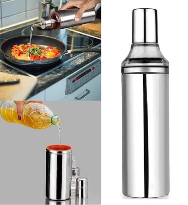 KAVISON Stainless Steel Oil Dispenser Bottle, Leakproof Oil Dispenser Bottle Pot for Kitchen Cooking Restaurant Oil Nozzle Dropper Container (1L)
