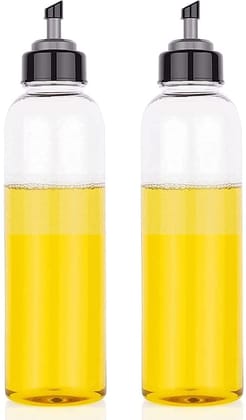 KAVISON Plastic Oil Dispenser Bottle Airtight Leak Proof Transparent Unbreakable Vinegar for Kitchen (1000ml)_Set of 2