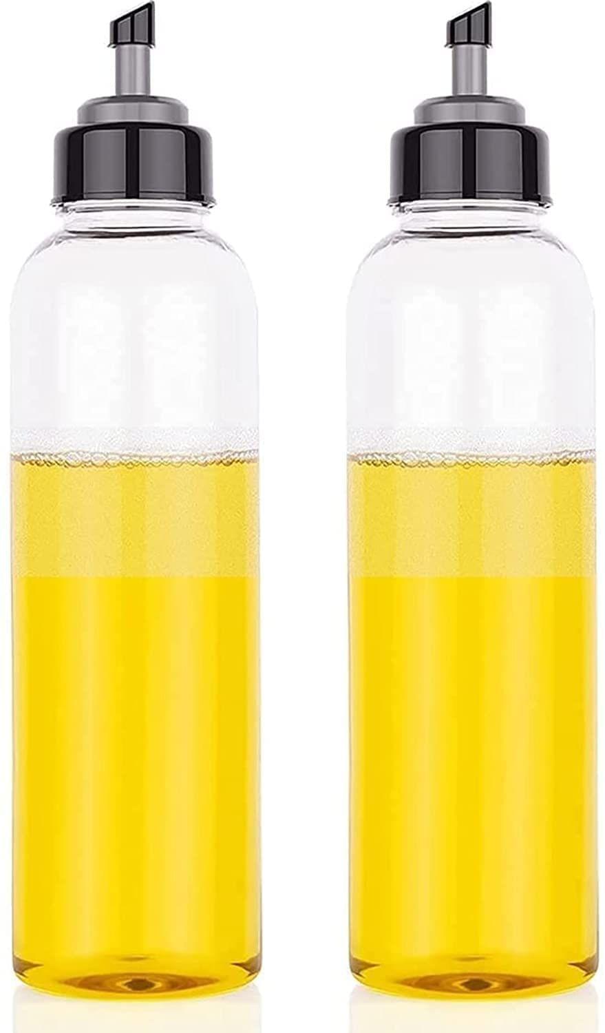 KAVISON Plastic Oil Dispenser Bottle Airtight Leak Proof Transparent Unbreakable Vinegar for Kitchen (1000ml)_Set of 2