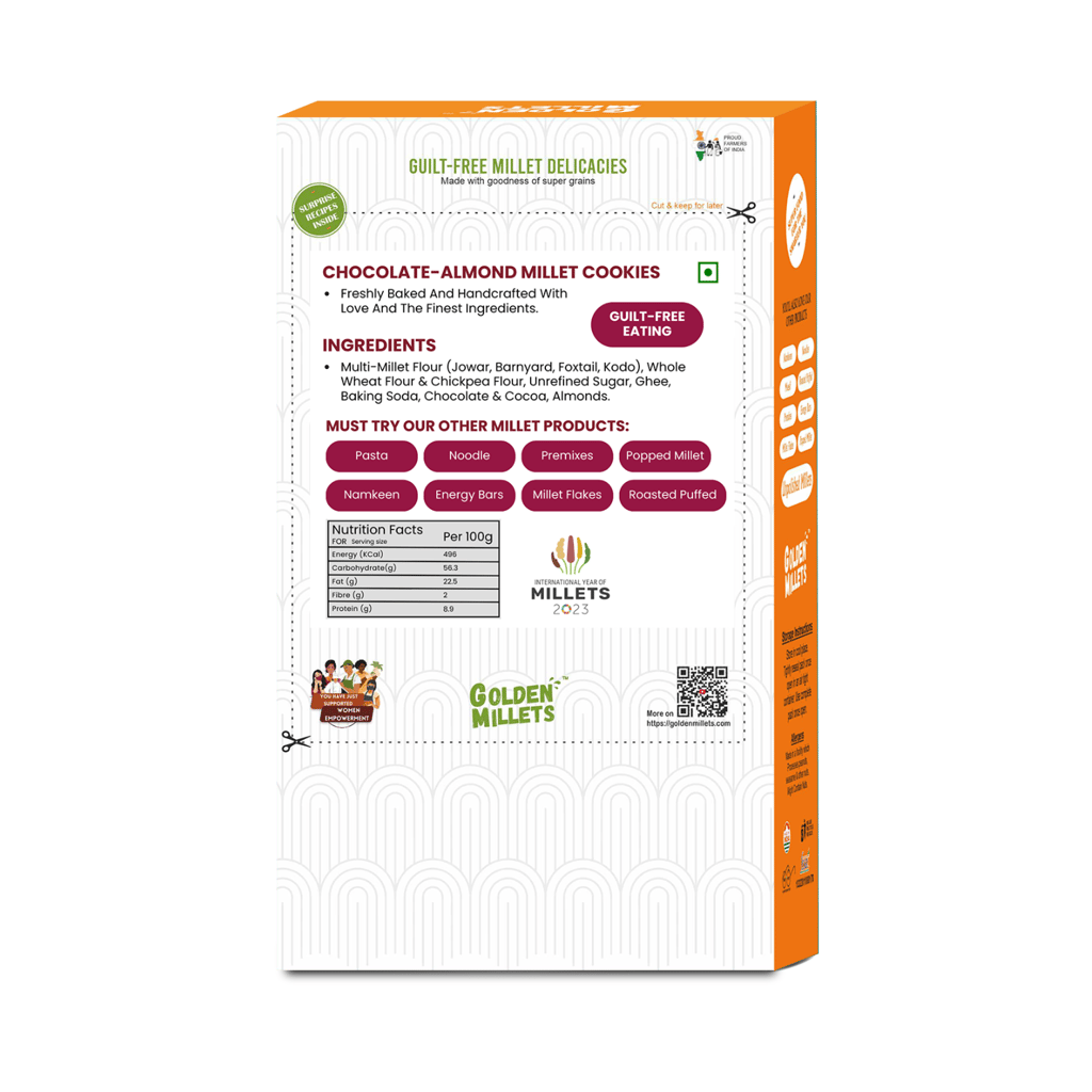 GOLDEN MILLETS  Chocolate Almond millet cookies,0% Maida,Cookies (150 g, Pack of 2)