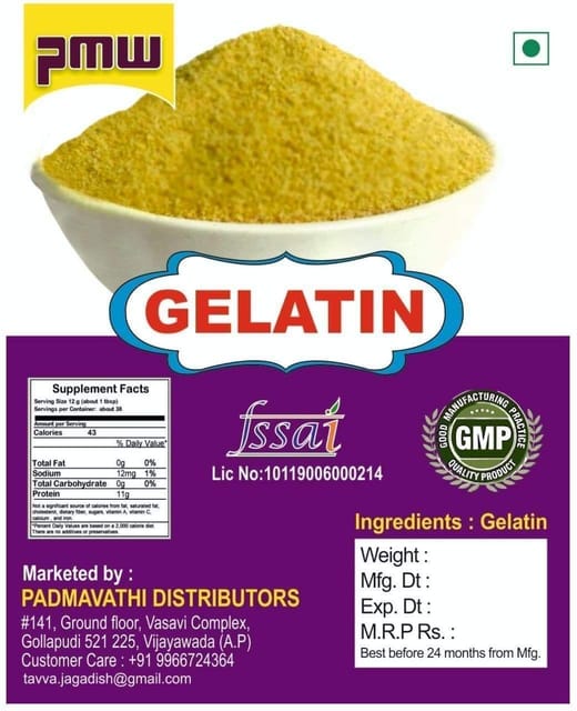 Pmw Gelatin Gelatine Powder Fine Crystals Unflavoured 100 Pure