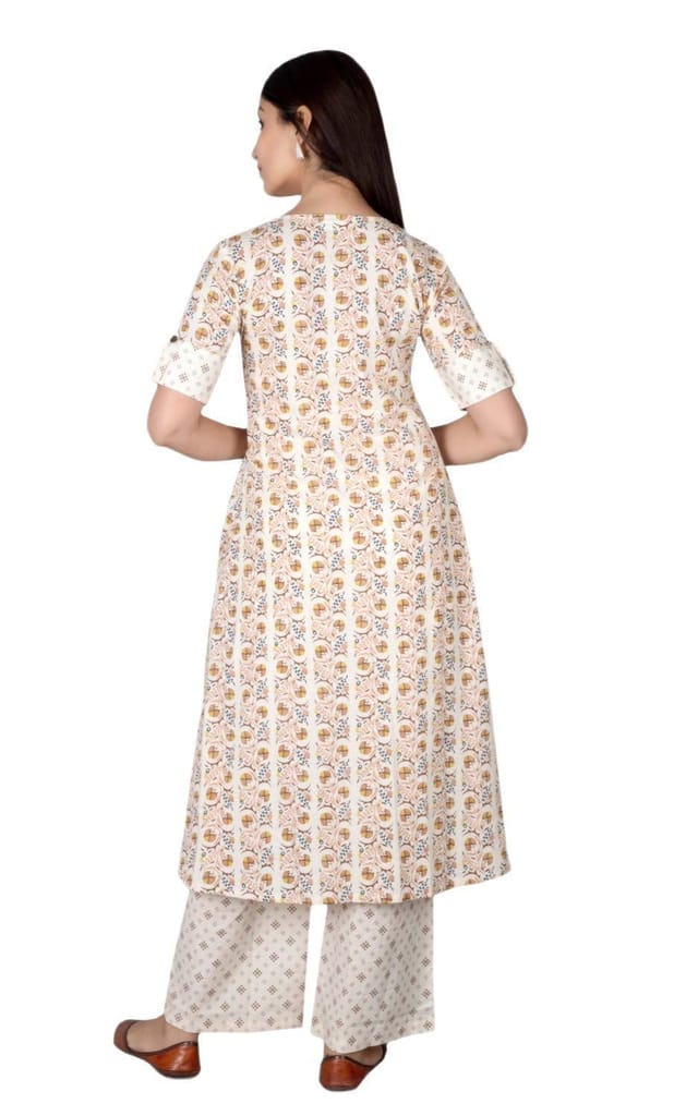 JAIPURETHNICWEAVES Women's Cotton Cambric Printed Anarkali Kurta & Palazzo Set