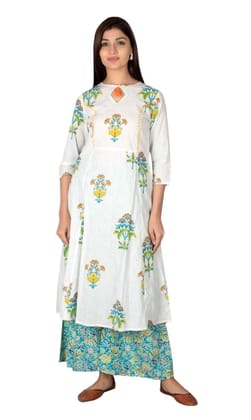 JAIPURETHNICWEAVES Women's Cotton Cambric Floral Printed Anarkali Kurta & Palazzo Set